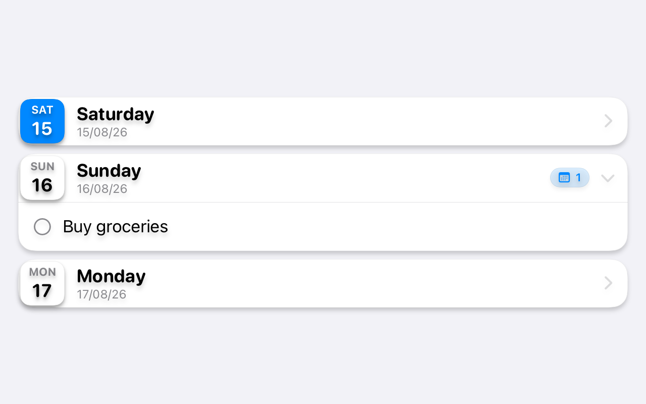 ETasks calendar planner on an Apple device