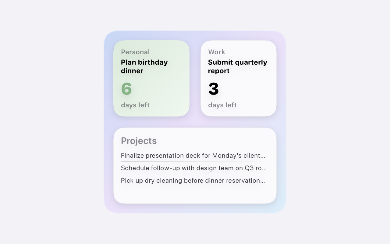 ETasks Google Tasks widgets on an iPhone Home Screen