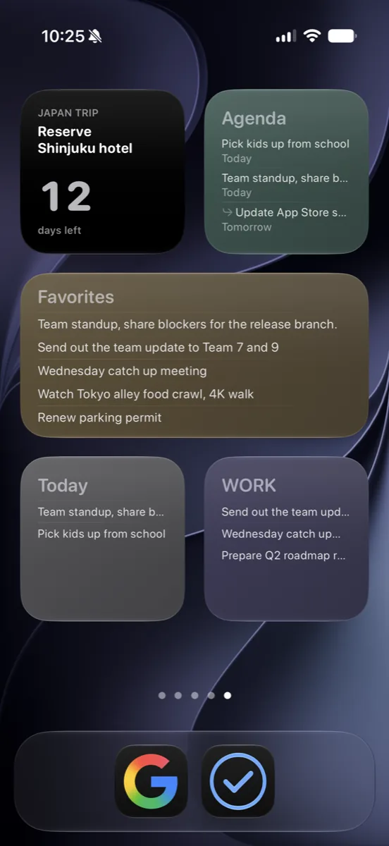 Dark home widgets